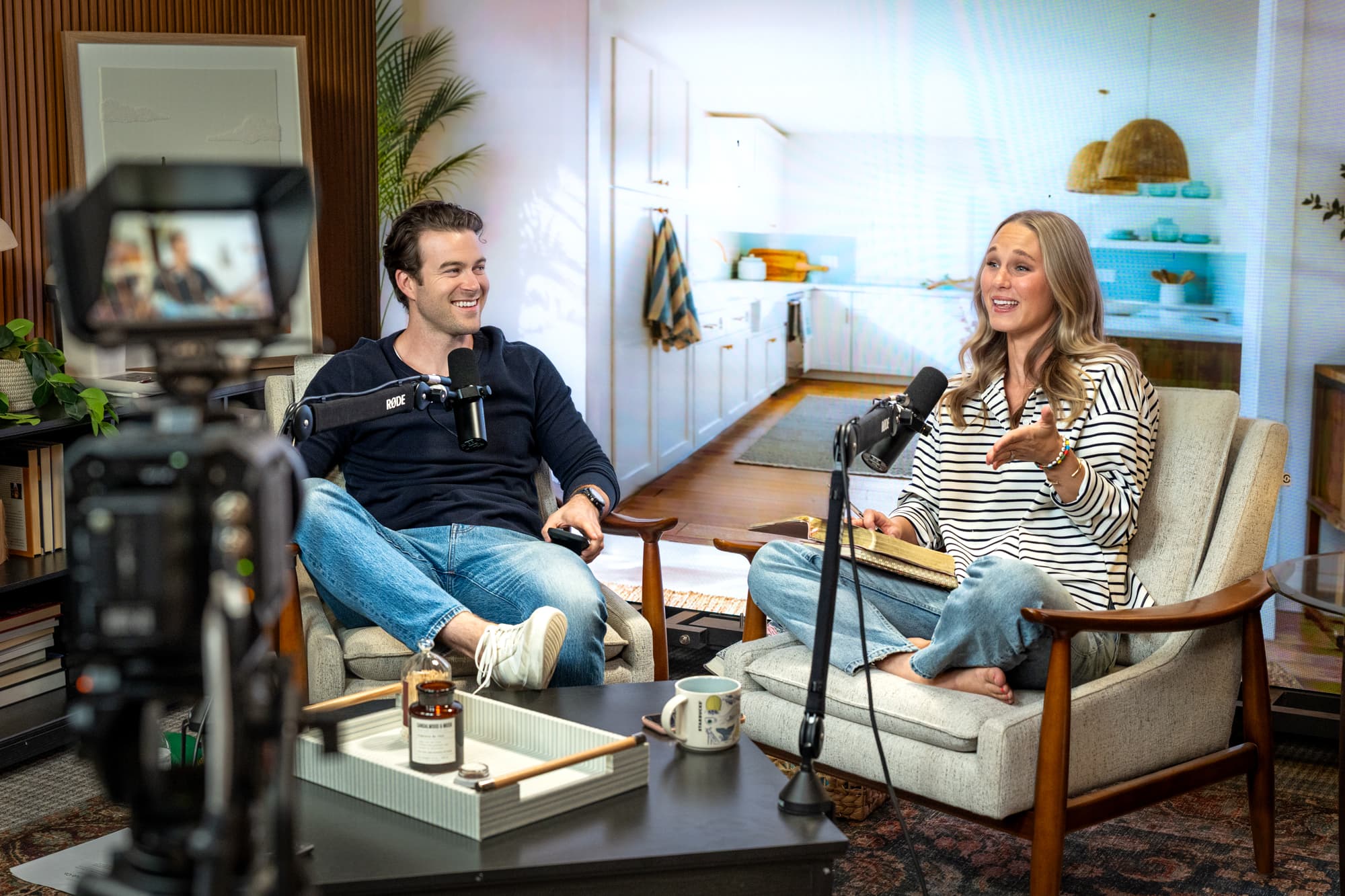 David and Mikayla Blease recording the Bible Club podcast